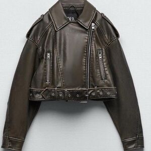 Zara Olive Leather Jacket